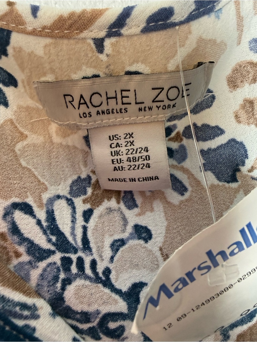 Rachel Zoe Blue and Tan Floral V-Neck Tiered Mini Dress - Picture 5 of 5